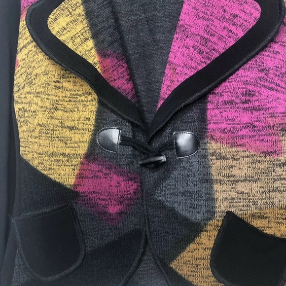 Color Blocked Blazer Cardigan Canada Bali Stretchy Pockets Loop Clasp - Picture 2 of 3